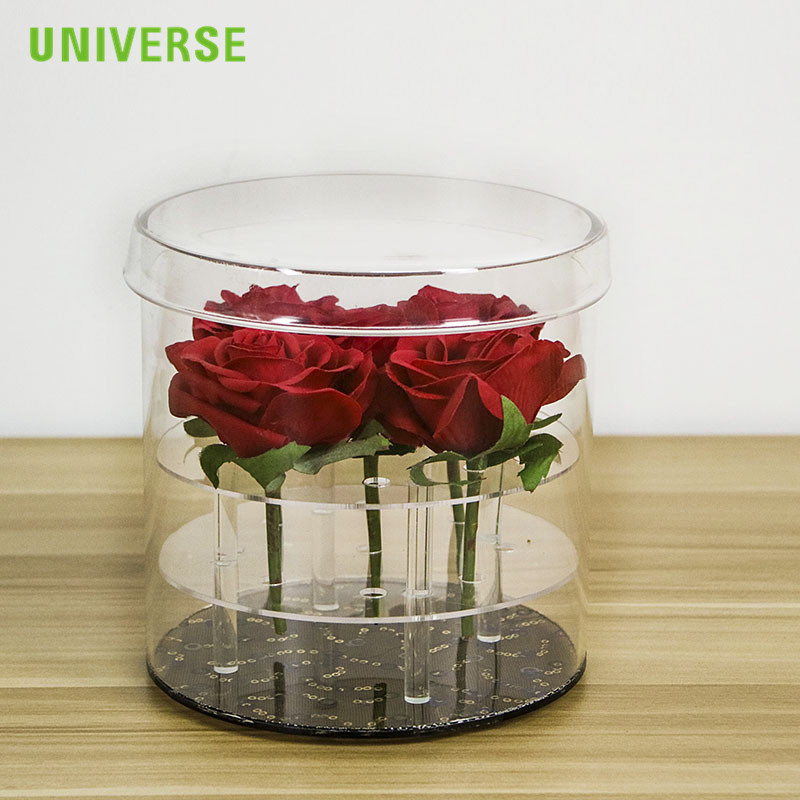Customizable Transparent Waterproof Round Acrylic Flower Box