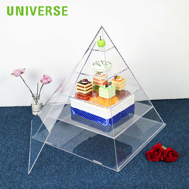 Dustproof And Moisture-proof Triangular Multilayer Transparent Acrylic Cake Display Frame with Cover